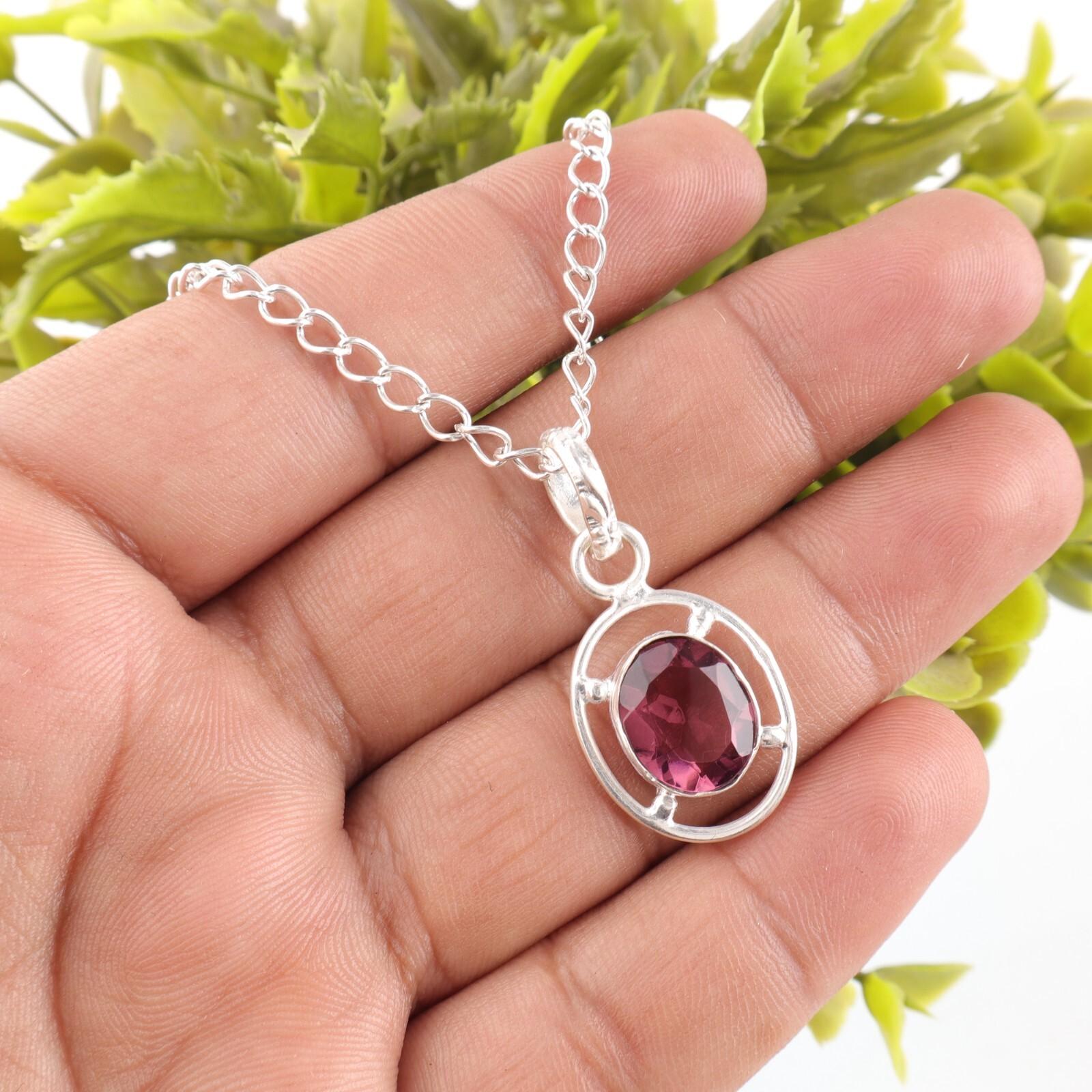 

Натуральный Родолит Бохо Юбилей Свадьба Подвеска Ювелирные изделия 925 Стерлинговое серебро PP-6-49