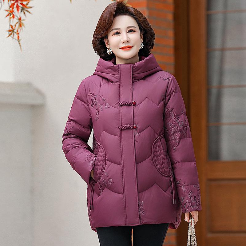 

Mom s Autumn Winter Noble Down Jacket - Elegant Short Coat for Middle-aged & Elderly Women 4XL (for 135-150 jin)