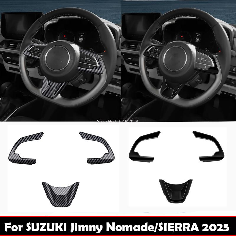 L/RHD FOR SUZUKI Jimny Nomade 5/SIERRA 3 2025 carbonfiber Interior Steering Wheel Button Switch direction control decorate Cover