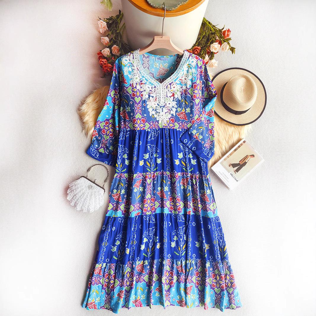 

Мусульманское платье макси с длинным рукавом большого размера для женщин с Ближнего Востока - Весенне-летнее этническое XXL