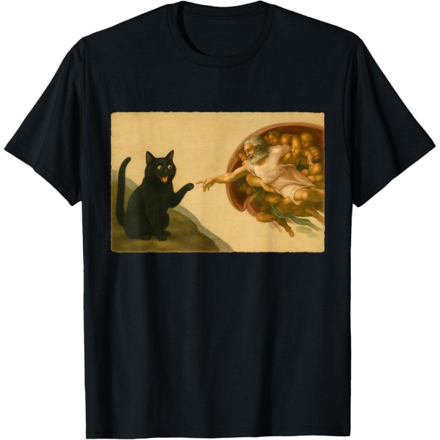 Funny Black Cat Reaching Paw Art Meme Gift T-Shirt S разноцветный