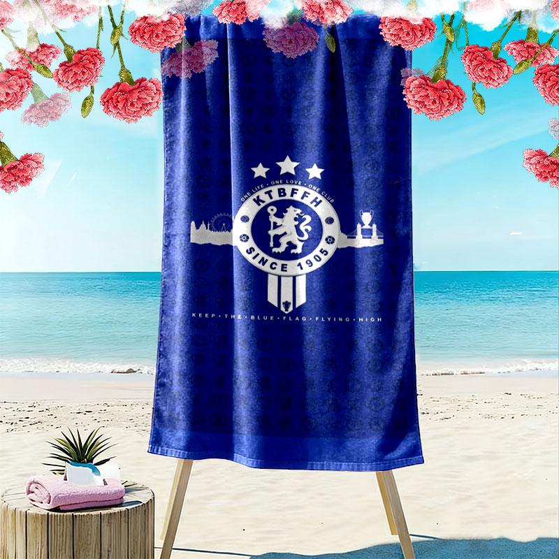 Chelsea F Print Beach Towel, Large Soft Quick Dry Towel for Beach Camping Swimming