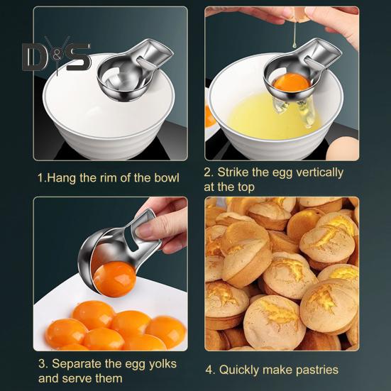 Stainless Steel Egg Yolk Separator Professional Grade Baking Tool with Hanging Hook Precision Filter Kitchen Gadget for Baking Cakes Muffins