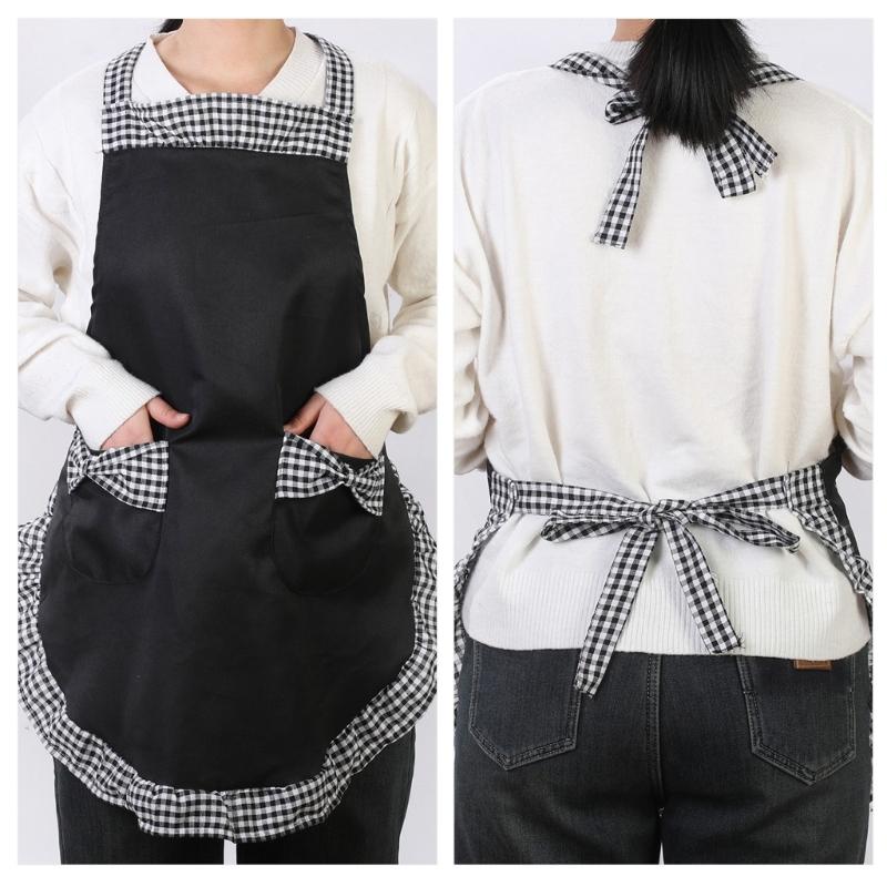 Fashion Bowknot Apron Adjustable Kitchen Cooking Aprons Women's Cake Apron with Pockets Halloween Mother's Day Gifts
