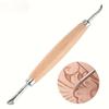 Double-Ended Leather Craft Modelling & Embossing Tool 1pc Wood Handle Carving Stamp Edger for DIY Leatherworking and Sculpting