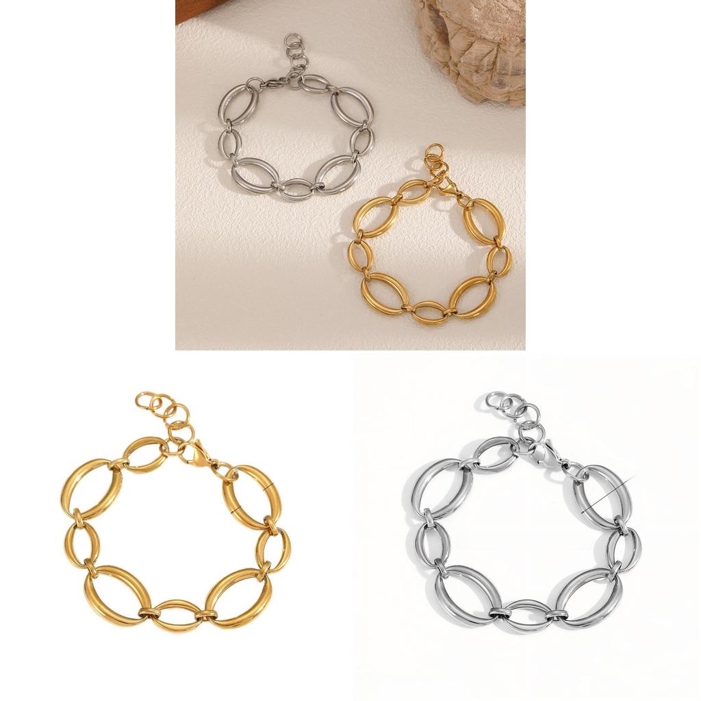 Stainless Steel Geometric Chain Bracelet For Women Summer Fashion Accessory