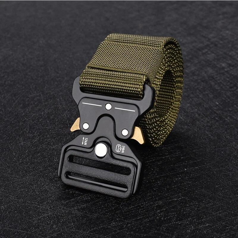 Unisex Tactical Belt Solid Color Canvas Nylon Belt Metal Buckle Adjustable Waistband Casual Jeans Pants Belts For Women & Men