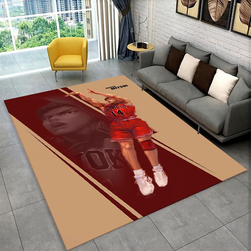 Retro Slam Dunk Basketball Anime Cartoon Carpet Rug for Bedroom Living Room Sofa Playroom Doormat Home Decor,Area Rug Non-slip