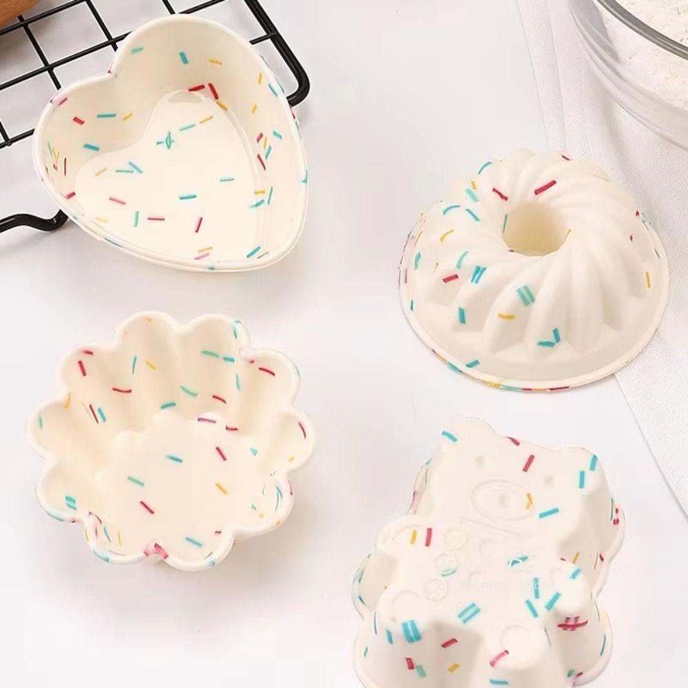 4Pcs DIY Muffin Cake Mold Soft Baking Mold Creativity Silicone Cake Cups Chocolate Pudding Candies