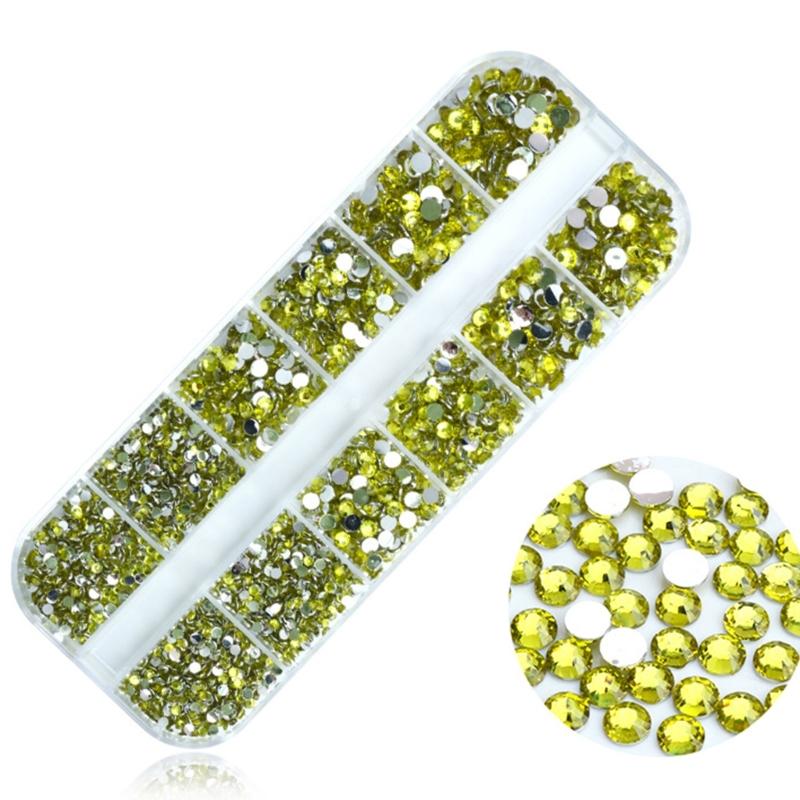 Round Nail Art Rhinestones Flat Back Glitter Diamond Nail Tips Decorations 1