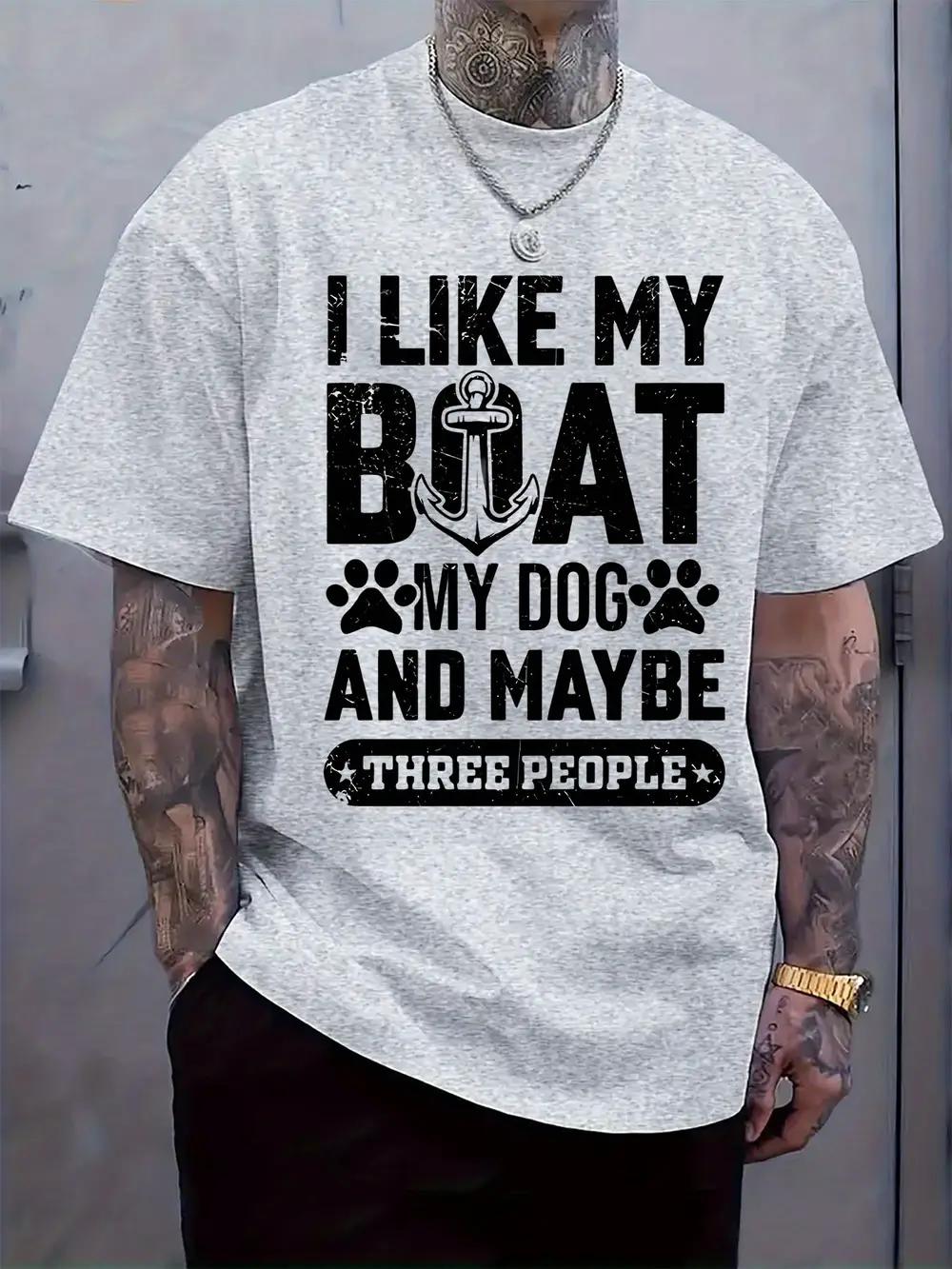 Casual Crew Neck T-shirt with I Like My Boat S