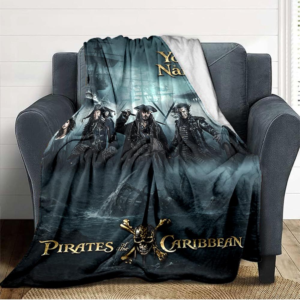 Name Custom Caribean Pirates Print Flannel Blanket High Quality Warm Comfortable Cover for All Seasons Perfect for Gifts Home Decor
