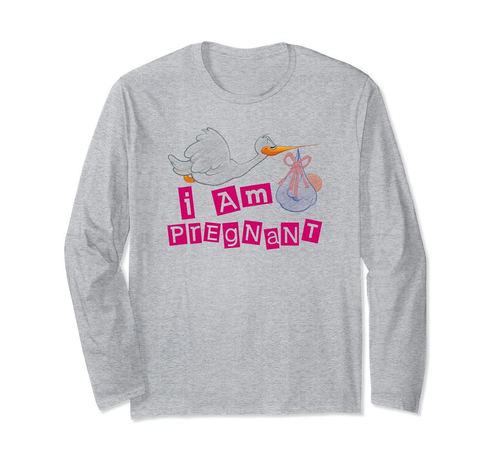 I AM PREGNANT New Mom Baby Announcement Gift Long Sleeve Tee T-Shirt