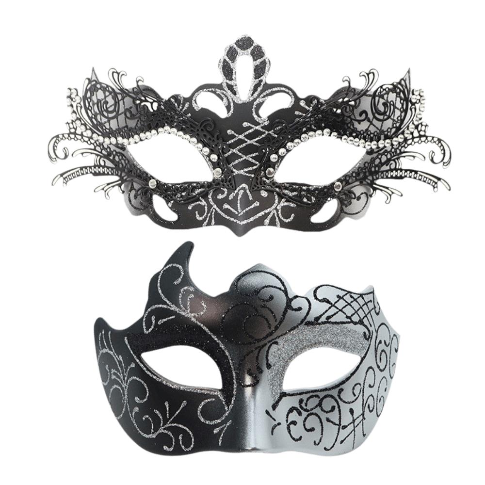 2 Stück Spitzenbemalte Maske Farbverlauf Glitzer Augenmaske Gotisches Elegantes Halbgesichtsmasken-Set Maskenballparty