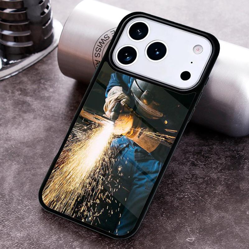 Welder Welding Hot Metal Worker Phone Case For iPhone 17,16e,15,14,13,12,11,Mini,Pro,MAX soft Silicone Cover