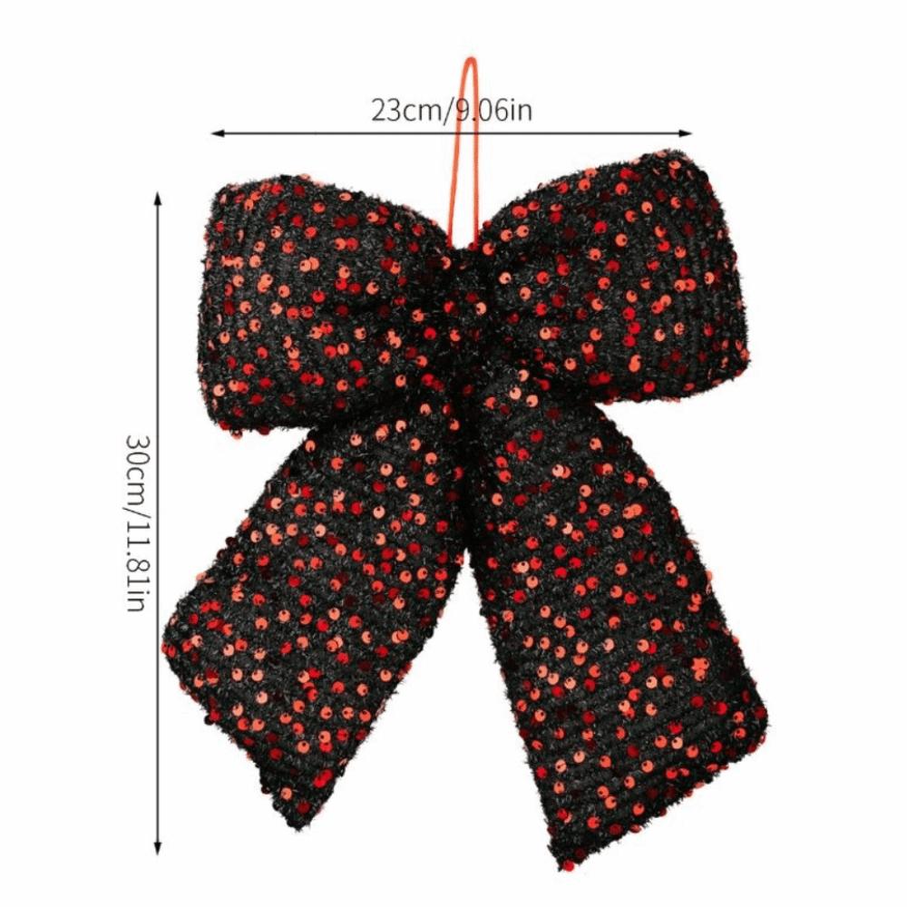 Sparkling Glitter Flocked Bowknot Creative DIY Ribbon Bow Knot Xmas Tree Ornament Flocked Texture 30cm Size Tree Hanging