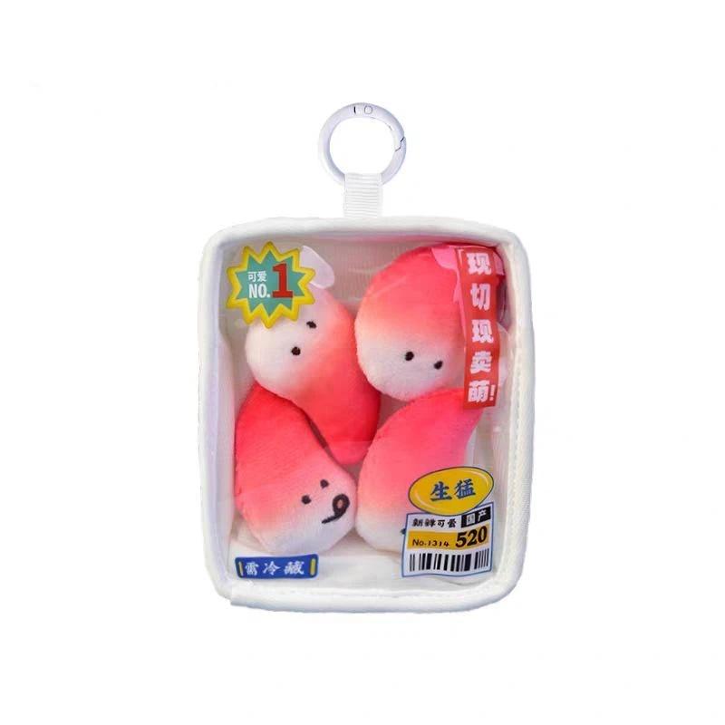 Cute Simulation Salmon Octopus Plush Keyring Soft Seafood Vegetable Bag Charm Unique Party Gift for Kids