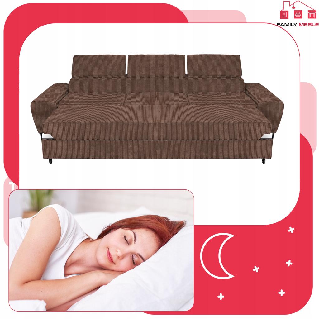 Sofa 3 Seater Sofa Bed with Sofa Bed. Savio Family Furniture Brown Corduroy