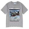 Bombardiro Crocodilo Crocodile Plane Bomber Funny Meme T-shirt Men Women Summer Casual Cotton Comfort Short Sleeve T Shirts Tops