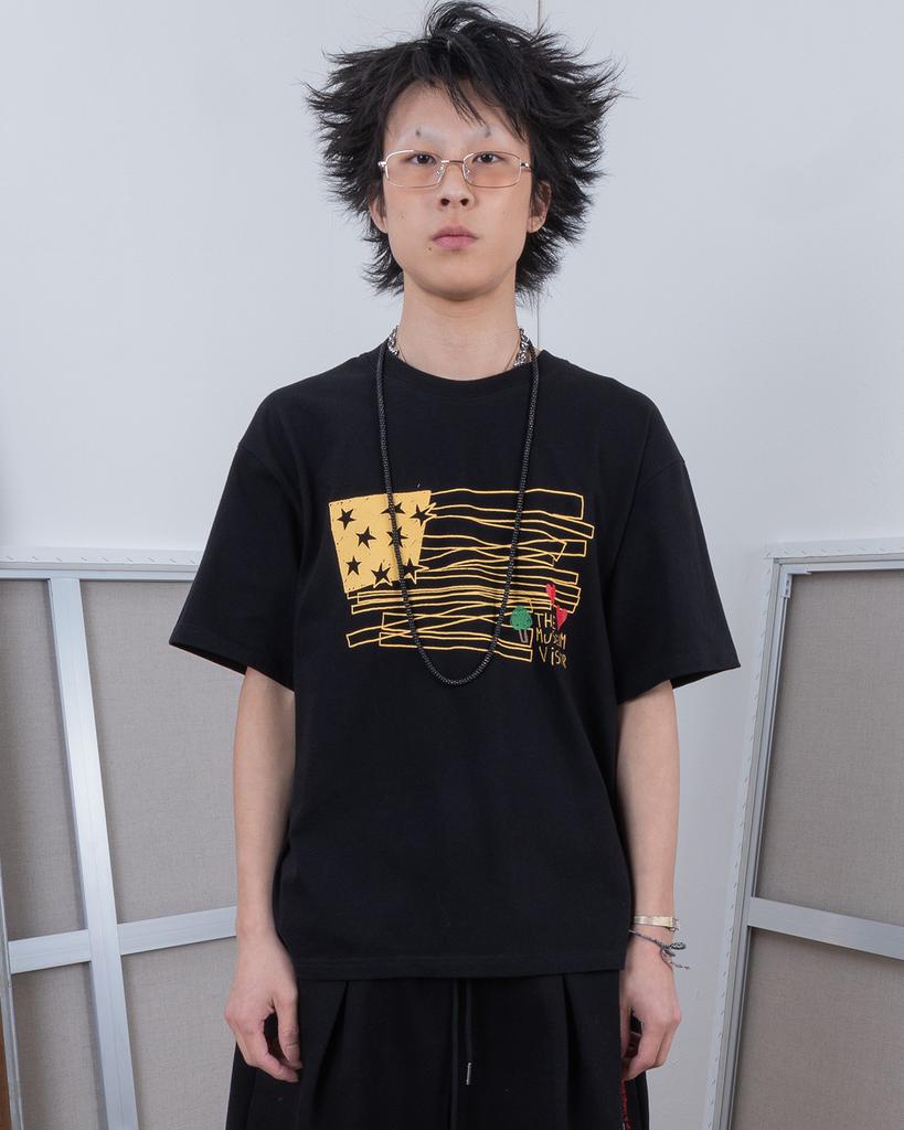 THEMUSEUMVISITOR Flag Doodle T-Shirt (Black)