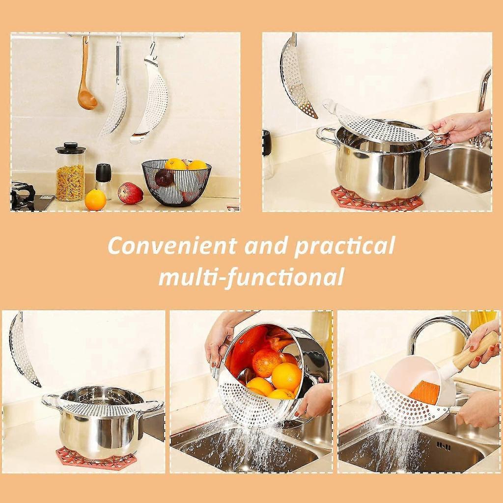 Stainless Steel Strainer Pasta Drainer Pasta Strainer Tool Inline Handle Pot Strainer - DD01