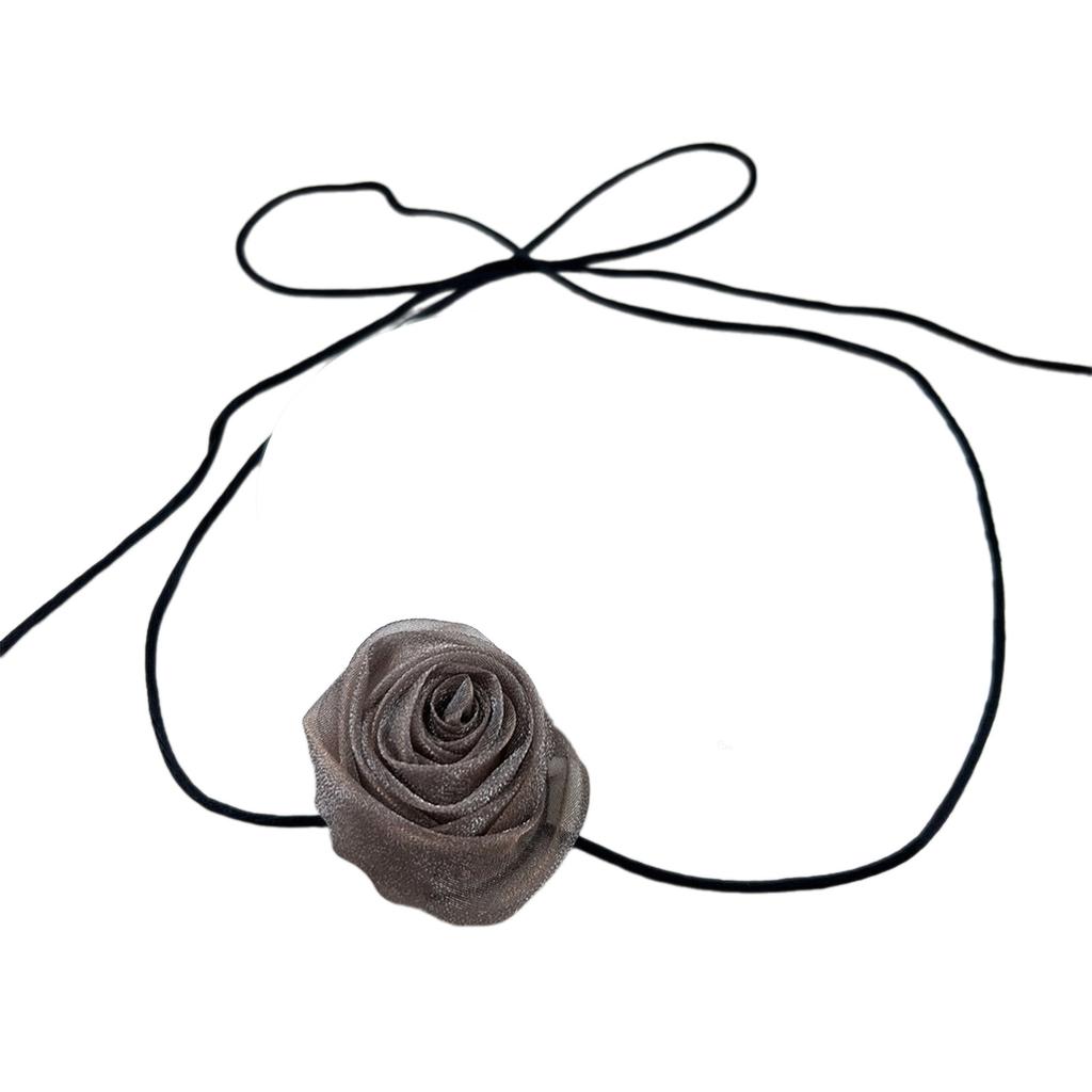 Stylish Rose Blossom Necklace Simulation Flower Neckchain Women Girls Collarbone Chain Eye Catching Choker Accessory