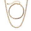 Jewelry Copper Gold Plated Retro Temperament Niche Design Necklace Electroplated Color Gold Cuban Chain Set Female