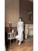 2024 Elegant French Slimming Dress with Flared Sleeves & Waist Tie for Women