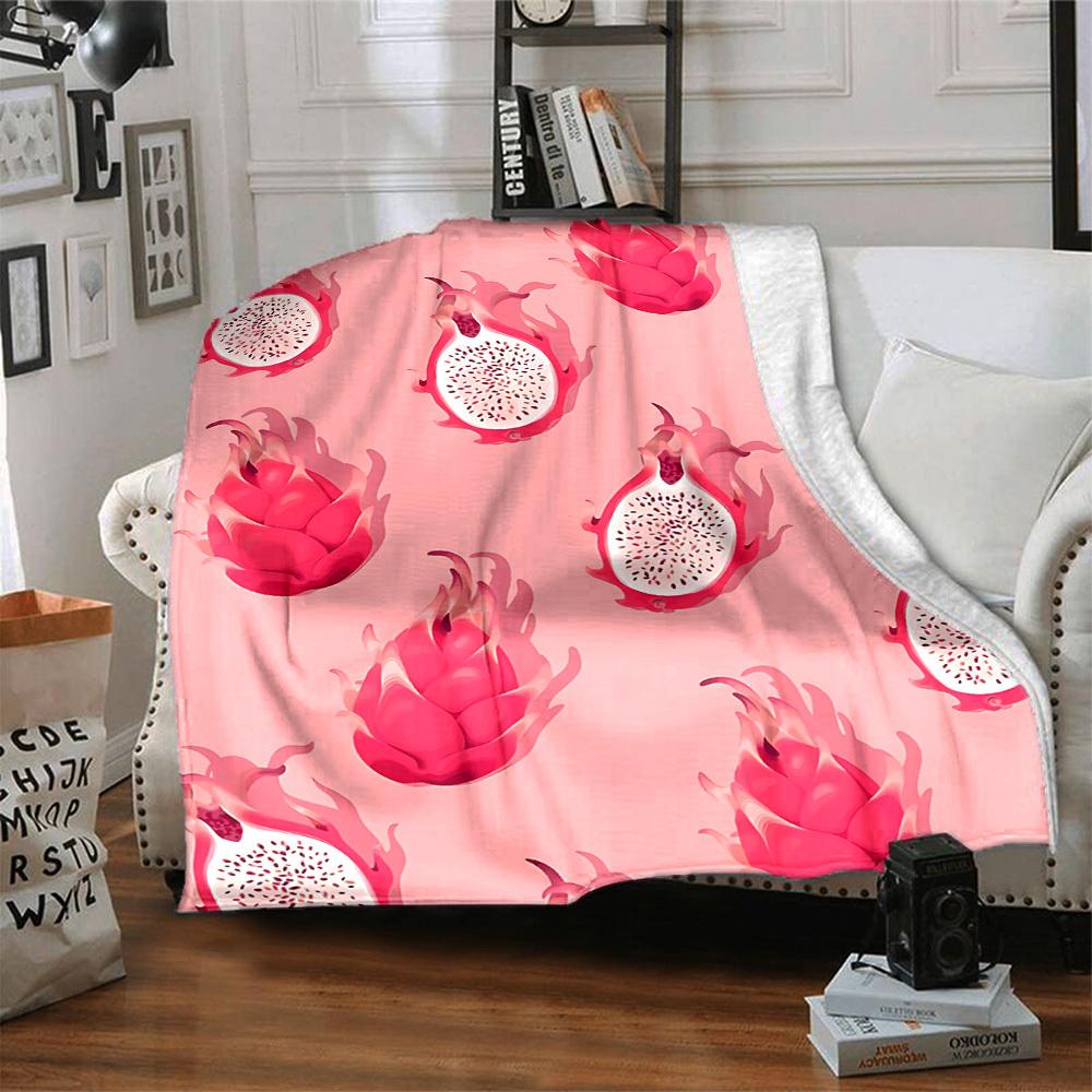 1pc Dragon Fruit Pattern Print Blanket   Lightweight Flannel Throw Blanket For Sofa, Bed, Living Room, Office, Outdoor Travel, Camping