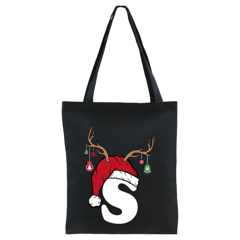 Christmas 26 English Letter Printing Tote Bag Shoulder Bag Women's New Large Capacity Go Out Portable