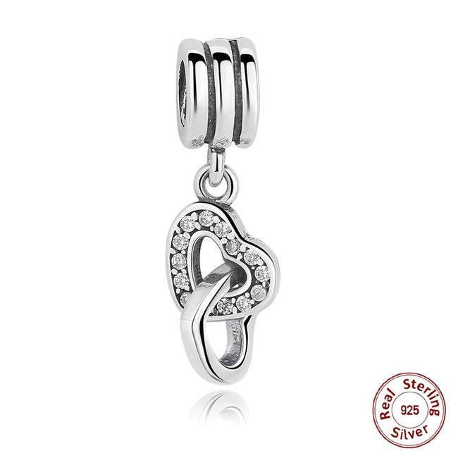 925 Sterling Silver Princess Crown Charms Heart Love Lock Feather Clear CZ Pendant Beads Fit Silver 925 Bracelet Jewelry Making