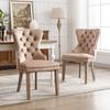 Dining Chair (Kitchen Chair with Unique Door Knocker On the Back, 2 Pcs), Upholstered Chair with Nailhead Trim, Solid Wood Legs, Velvet Cover, Brown