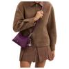 Coach Laurel 19 Brand Logo Flower Pendant Soft Pebble Leather Hand Shoulder Bag Small Women's Plum Color