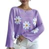 Sweet Floral Embroidered One-Shoulder Knit Pullover Sweater - 2024 European & American Style