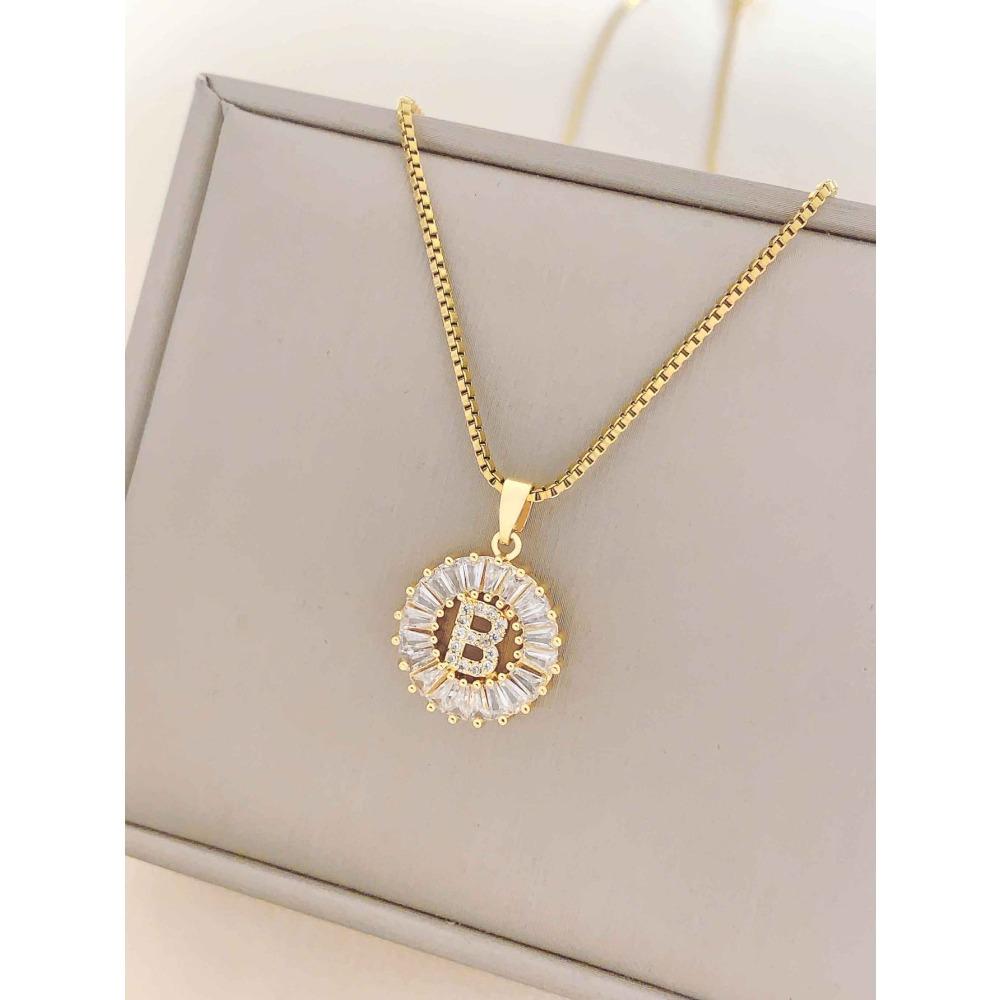 Necklace Does Not Fade, Women's Summer Square Circle Letter Necklace, Titanium Steel Necklace, Versatile High-end Clavicle Chain