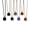 Stainless Steel Square Pendant Necklace Men Long Chain Layered Hip Hop Jewelry Geometric Titanium