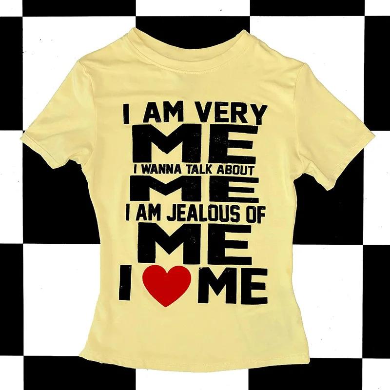 European and American Summer New Round Neck Pullover Short Sleeve Letter Multi-picture Printing Off the Navel European and American Women's Top T-shir
