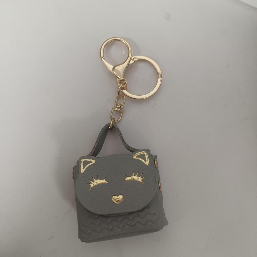 Cross PU Leather Cat Coin Purse Mini Keychain Pendant