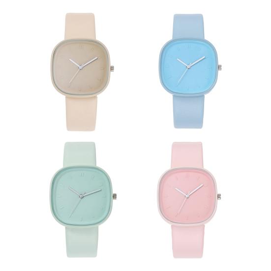 Square Student Watch Minimalist Analog Quartz Watch Faux Leather Band Simple Wristwatch for Teens Boys Girls