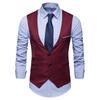 Summer men's slim-fit British-style solid color suit vest in large sizes for a sleek look.