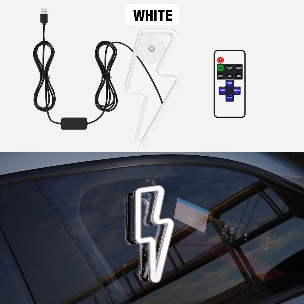 

Семицветная подсветка для украшения окна, атмосферный свет, автомобильная светодиодная подсветка окна в стиле молнии с дистанционным управлением, автоматическая модификация, неоновая подсветка белый