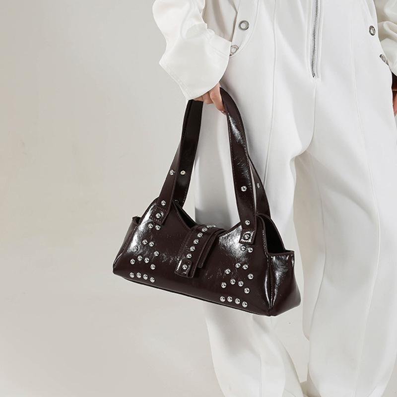 New Retro Rivet Tote Bag Fashionable and Personalized Shoulder Underarm Bag For Women Trend Large Capacity Purse and Handbags AVE