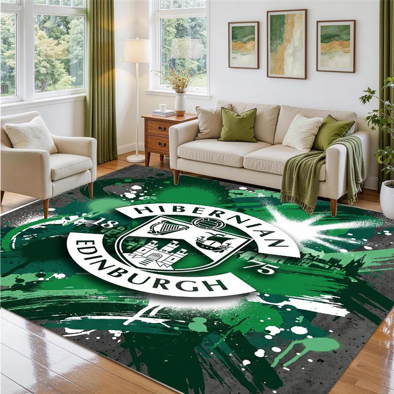 Hibernian FC Design Crystal Velvet Rug Soft Decorative Mat for Bedroom Entrance