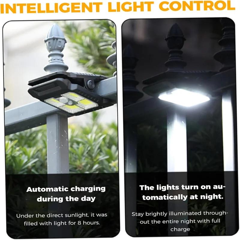 1-6 st LED-klämfästa solcellslampor Utomhus Vattentäta LED-lampor Rörelsesensorlampor 3 lägen 3 monteringssätt Solcellsdriven säkerhetsbelysning för staket Garage