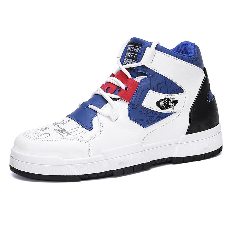 Fashion 2024 New Running Shoes Men Leather Casual Shoes High-top Sneaker Comfortable Sports Outdoor Sneakers White Skateboarding Shoes