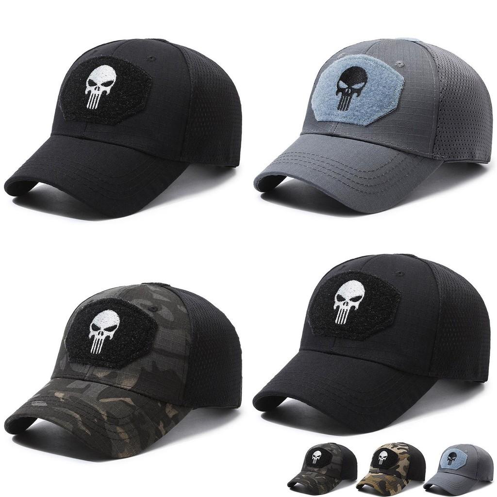 Summer Tactical Baseball Cap For Men With Breathable Cotton Material And Skull Design