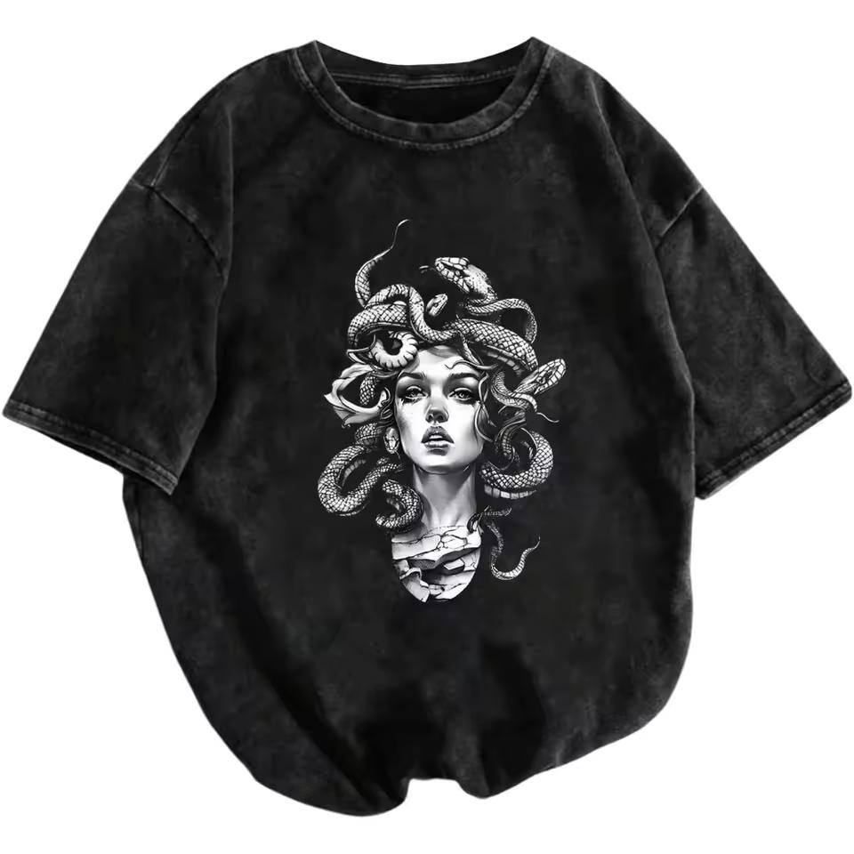 Grunge Vintage Graphic T‑Shirt, Hip Hop Streetwear Women Casual Oversized Short Sleeve Summer Y2K Daily Wear Fashion Tops
