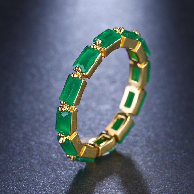 Emerald Green Cubic Zirconia Eternity Ring, Marquise & Baguette Cut CZ Stackable Band Ring, Women s Wedding Jewelry 6