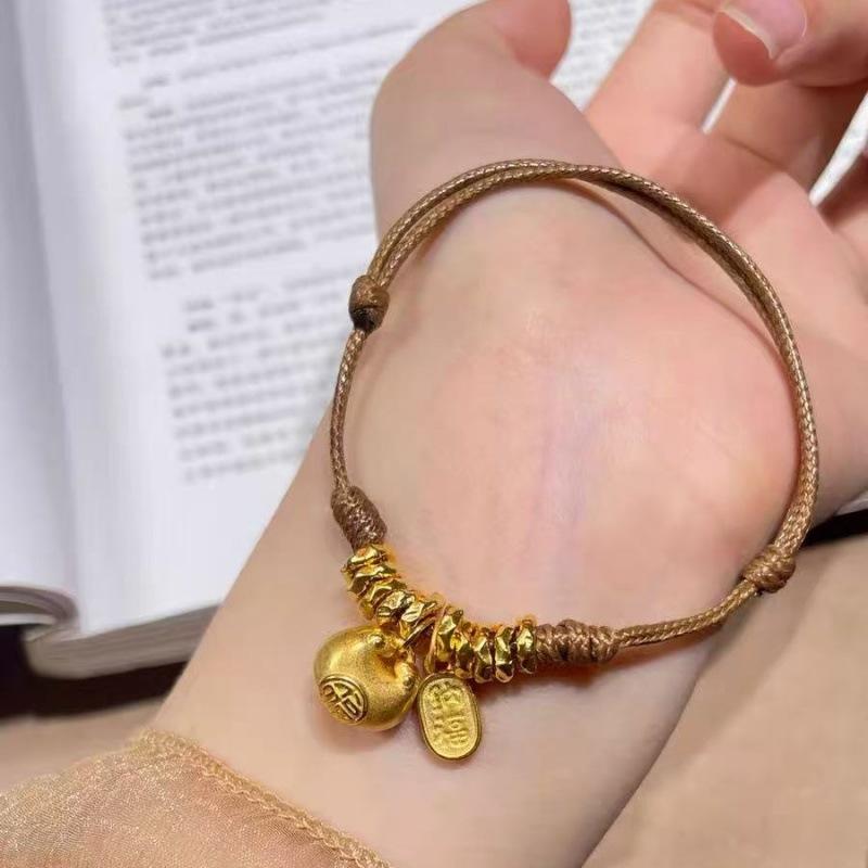 Xiaopangfu Coiling Bracelet Women'S High-End Light Luxury Lucky Nafu Adjustable Woven Hand Rope