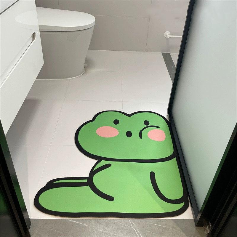 Bathroom Door Mat Cute Cartoon Floor Mat Diatomaceous Earth Water-Absorbing Foot Mat Easy To Clean Quick-Dry
